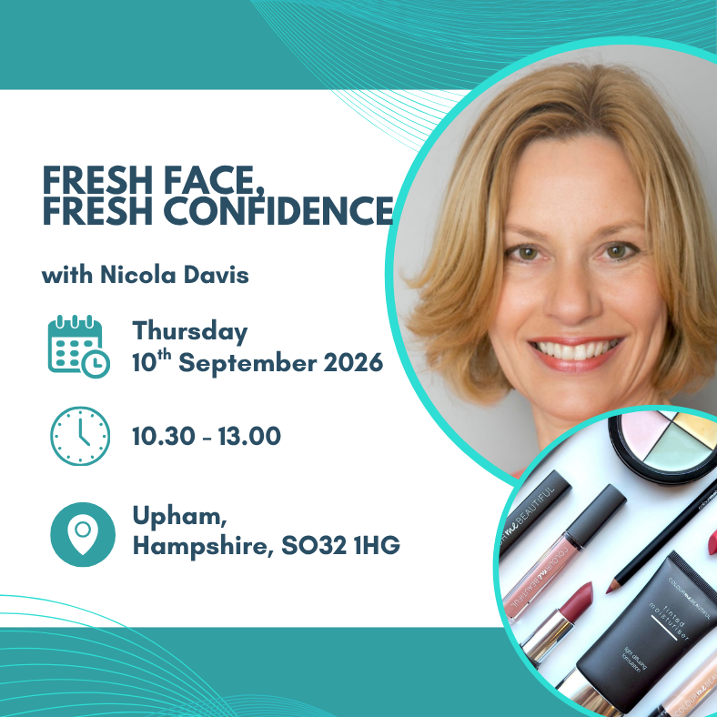 Learn simple, confidence-boosting make-up techniques for women 40+ in this friendly, hands-on workshop with Nicola Davis. Thursday 10 September in Upham, Hampshire. Only six places available.